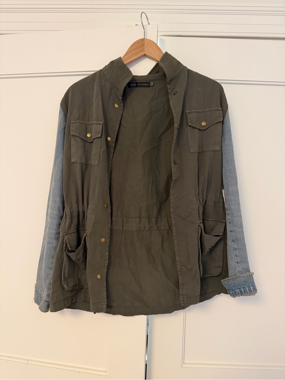 Jet By John Eshaya green & denim utility jacket